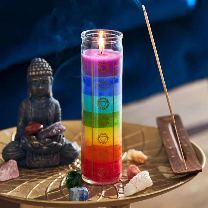 Olivenorma 7 Chakra Candle Devotional Candle with Clear Jar - 7 Chakra Candle - image 0