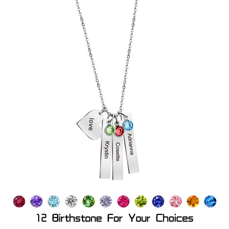 Olivenorma Stainless Steel Heart Square Birthstone Pendant Necklace - 8 Birthstones - image 1