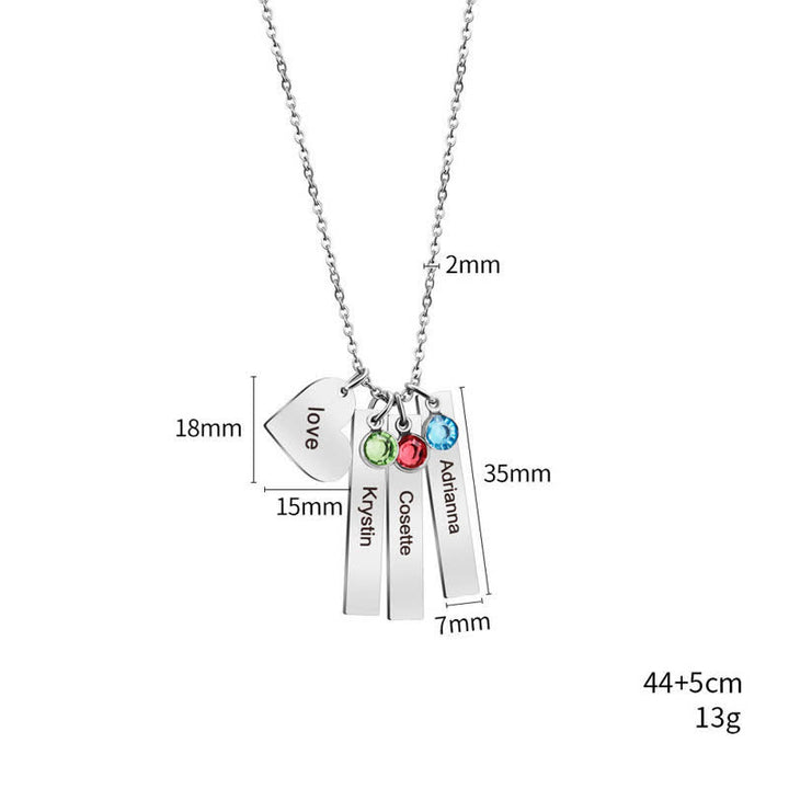 Olivenorma Stainless Steel Heart Square Birthstone Pendant Necklace - image 7