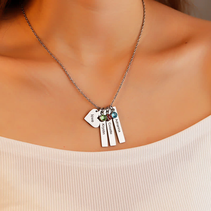 Olivenorma Stainless Steel Heart Square Birthstone Pendant Necklace - image 3
