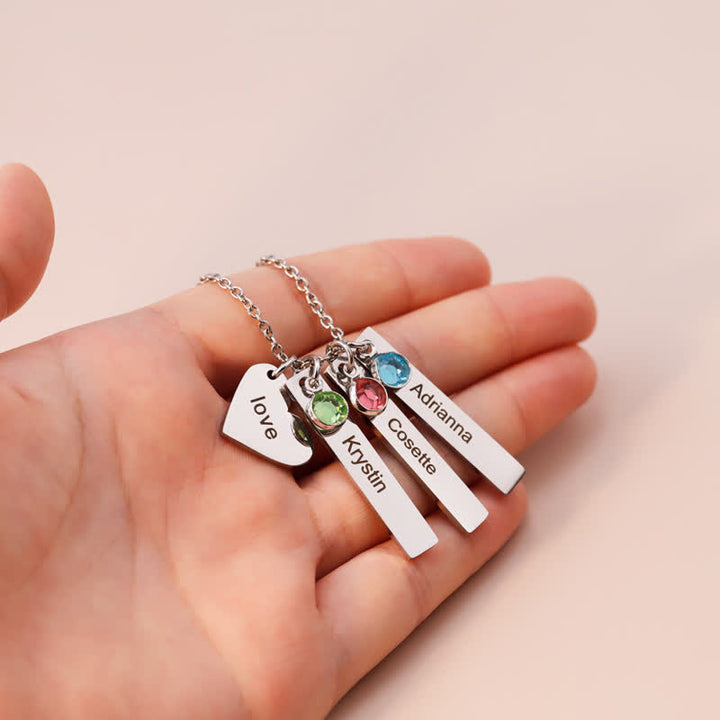 Olivenorma Stainless Steel Heart Square Birthstone Pendant Necklace - image 5