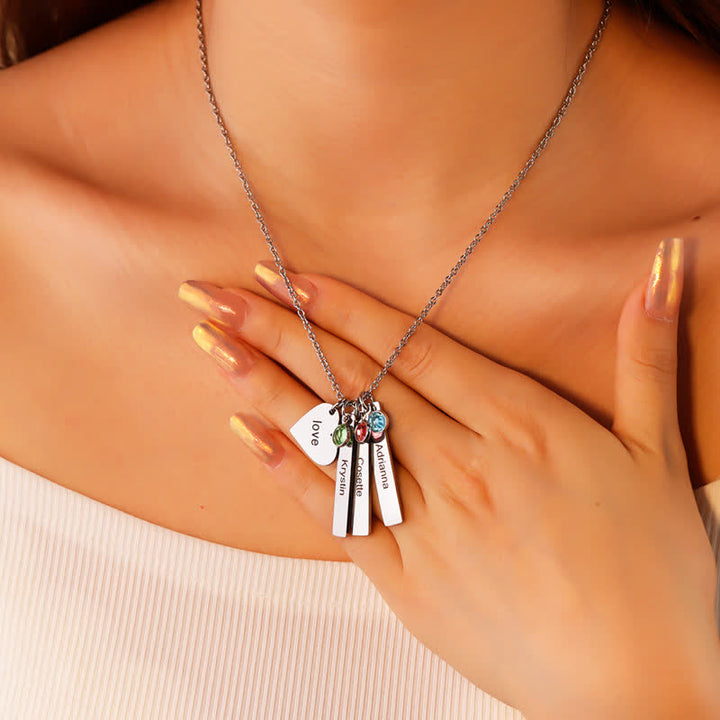 Olivenorma Stainless Steel Heart Square Birthstone Pendant Necklace - image 4