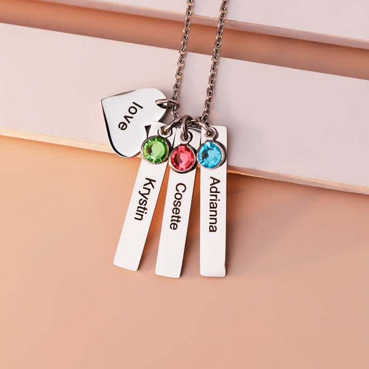 Olivenorma Stainless Steel Heart Square Birthstone Pendant Necklace - image 0