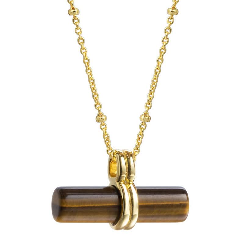 Olivenorma Natural Tiger Eye Balancing Wood Pendant Necklace - image 4