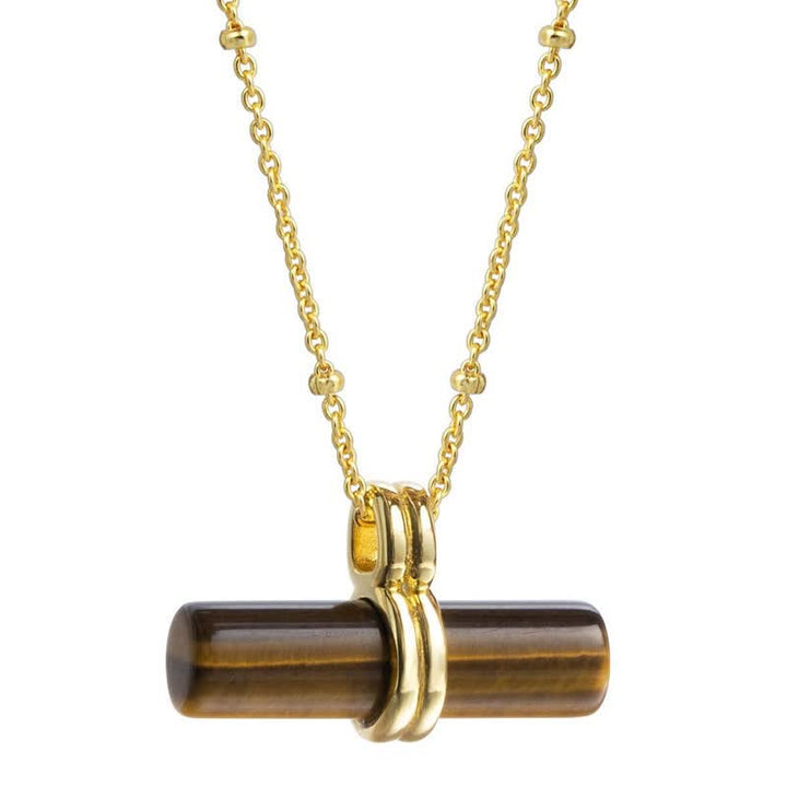 Olivenorma Natural Tiger Eye Balancing Wood Pendant Necklace - image 4