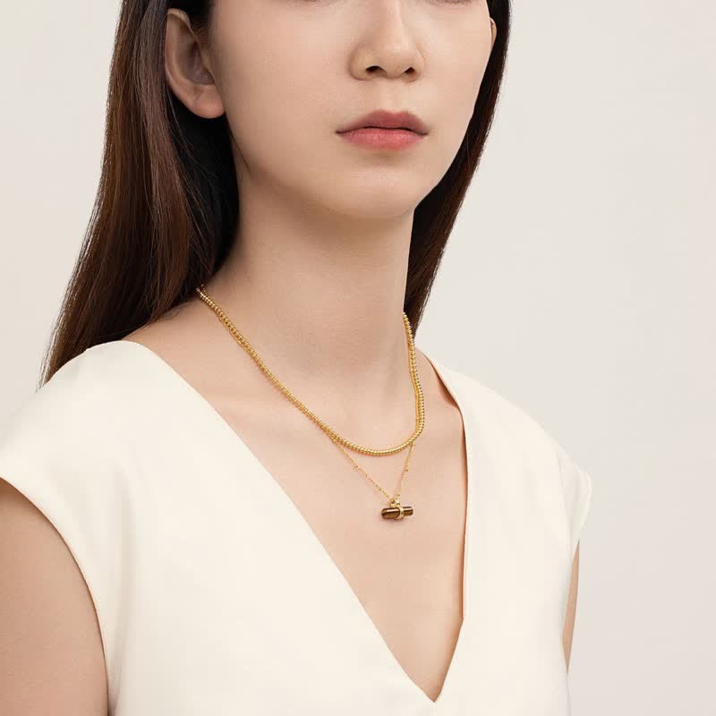 Olivenorma Natural Tiger Eye Balancing Wood Pendant Necklace - image 2