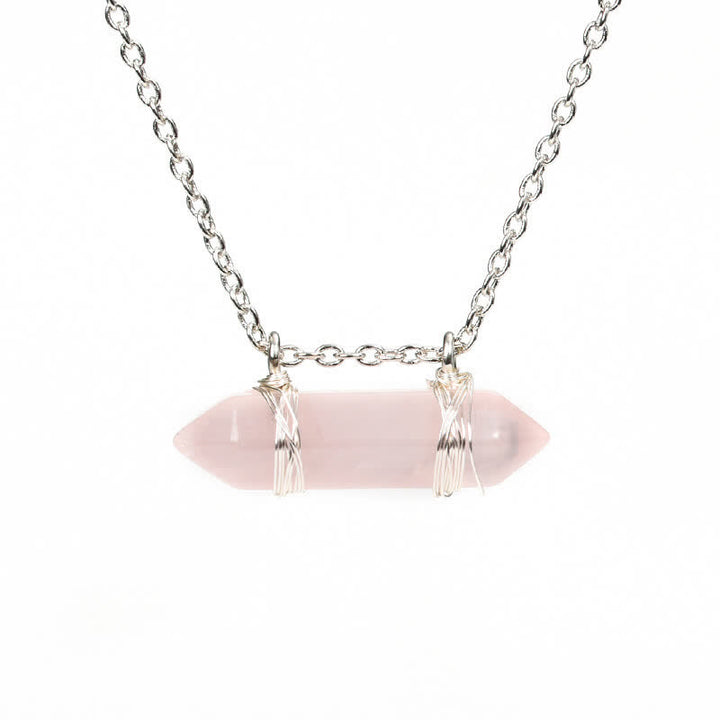 Olivenorma Natural Crystal Double Pointed Column Pendant Necklace - Rose Quartz - image 4