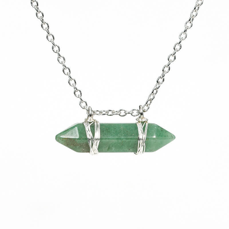 Olivenorma Natural Crystal Double Pointed Column Pendant Necklace - Green Aventurine - image 10