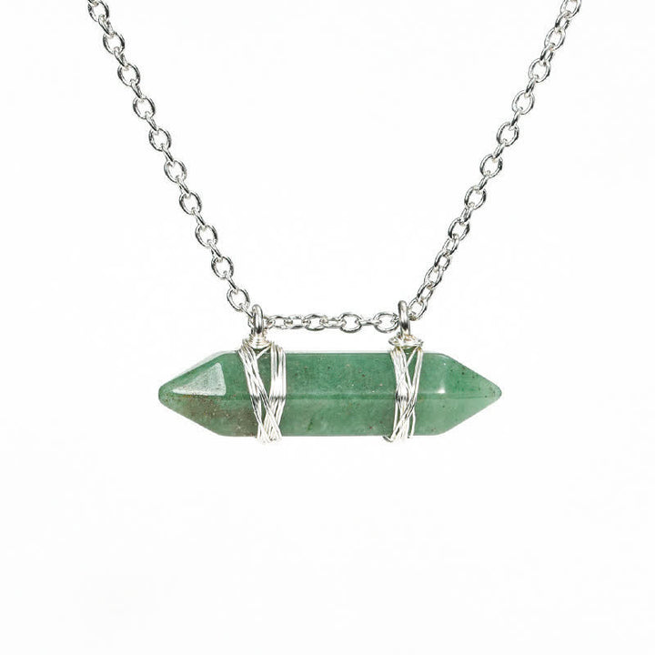 Olivenorma Natural Crystal Double Pointed Column Pendant Necklace - Green Aventurine - image 10