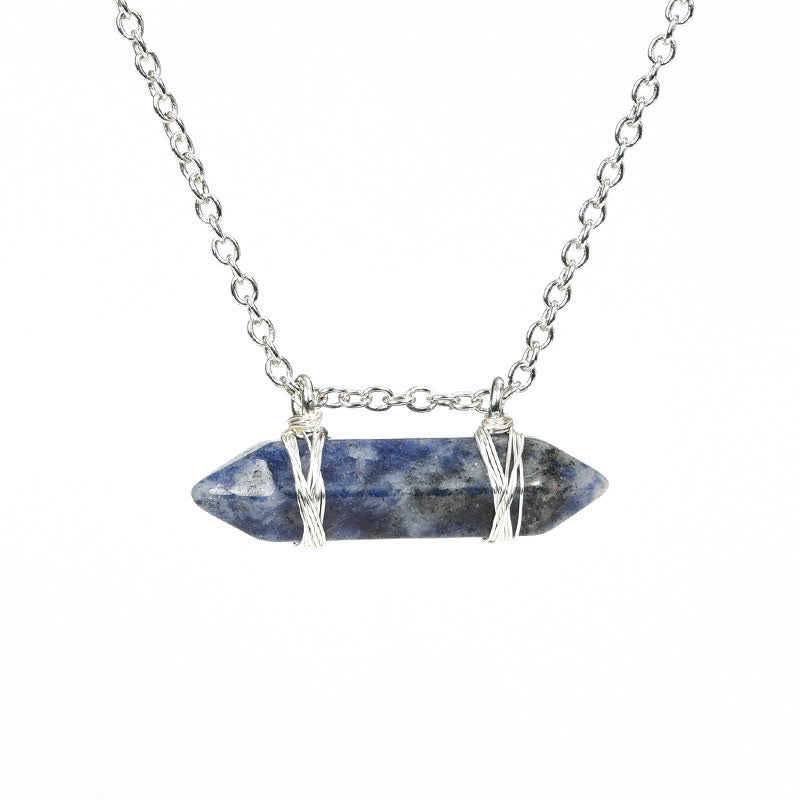 Olivenorma Natural Crystal Double Pointed Column Pendant Necklace - Sodalite - image 12