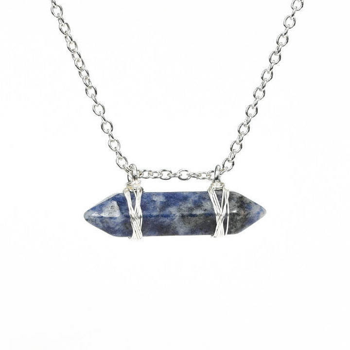 Olivenorma Natural Crystal Double Pointed Column Pendant Necklace - Sodalite - image 12