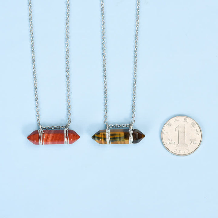 Olivenorma Natural Crystal Double Pointed Column Pendant Necklace - image 17
