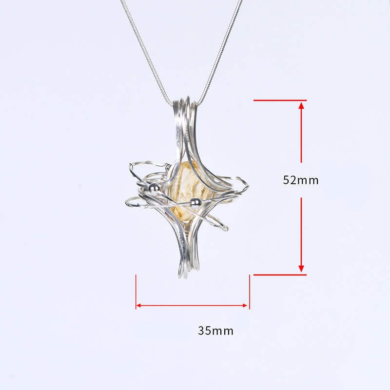 Olivenorma Natural Crystal Handwound Octahedral Planet Pendant Necklace - image 8