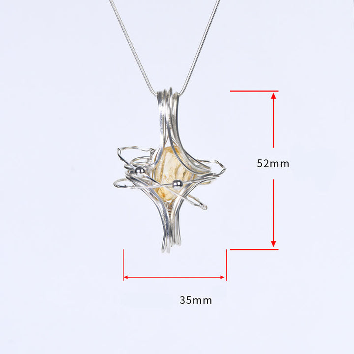 Olivenorma Natural Crystal Handwound Octahedral Planet Pendant Necklace - image 8