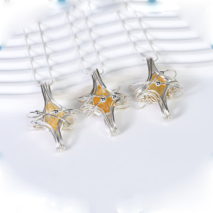 Olivenorma Natural Crystal Handwound Octahedral Planet Pendant Necklace - image 9