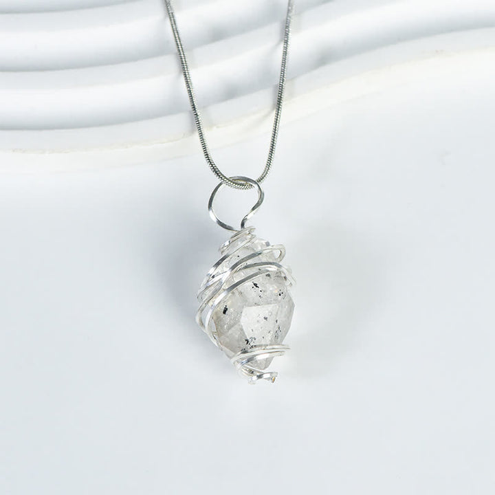 Olivenorma Natural Crystal Handwound Long Column Pendant Necklace - Herkimer Diamond - image 7