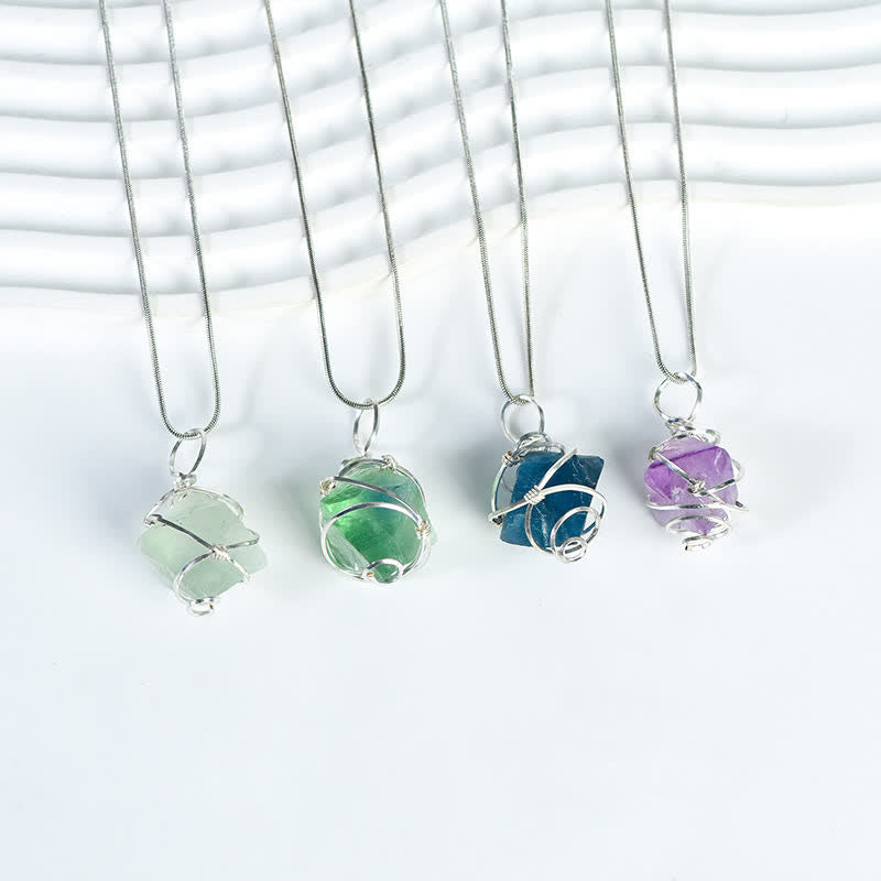 Olivenorma Natural Crystal Handwound Long Column Pendant Necklace - image 9