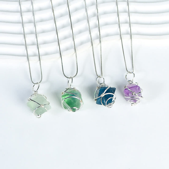 Olivenorma Natural Crystal Handwound Long Column Pendant Necklace - image 9