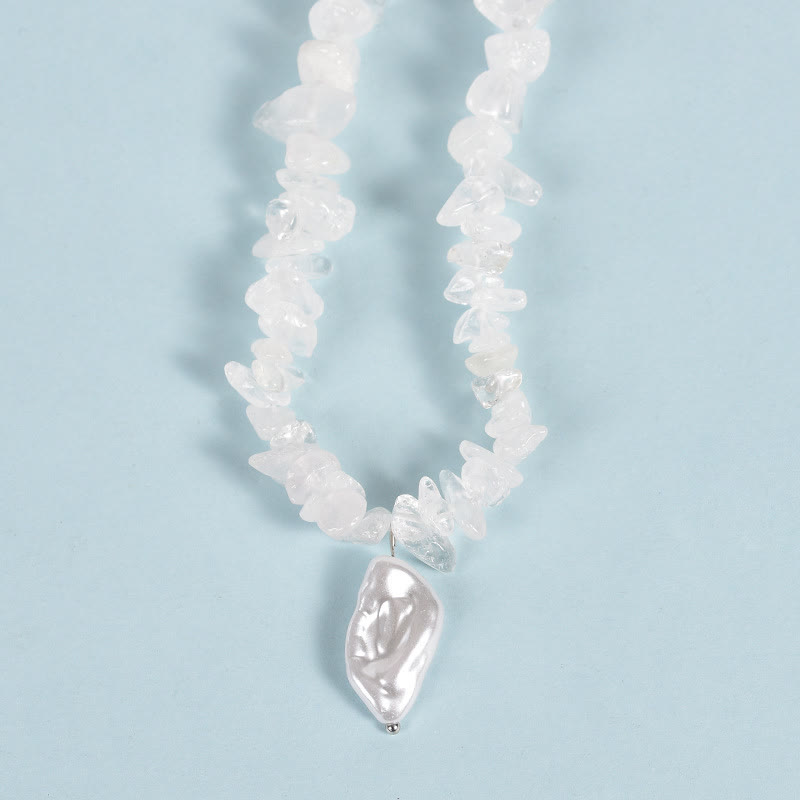 Olivenorma Natural Gravel Beads Sun Moon Pearl Pendant Necklace - image 3