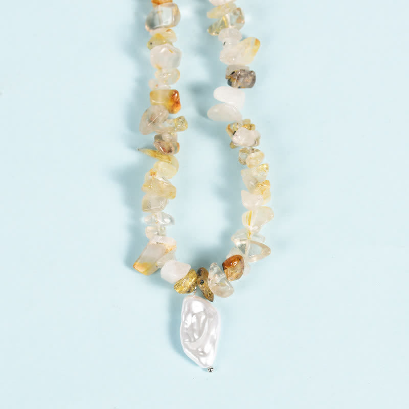 Olivenorma Natural Gravel Beads Sun Moon Pearl Pendant Necklace - image 12