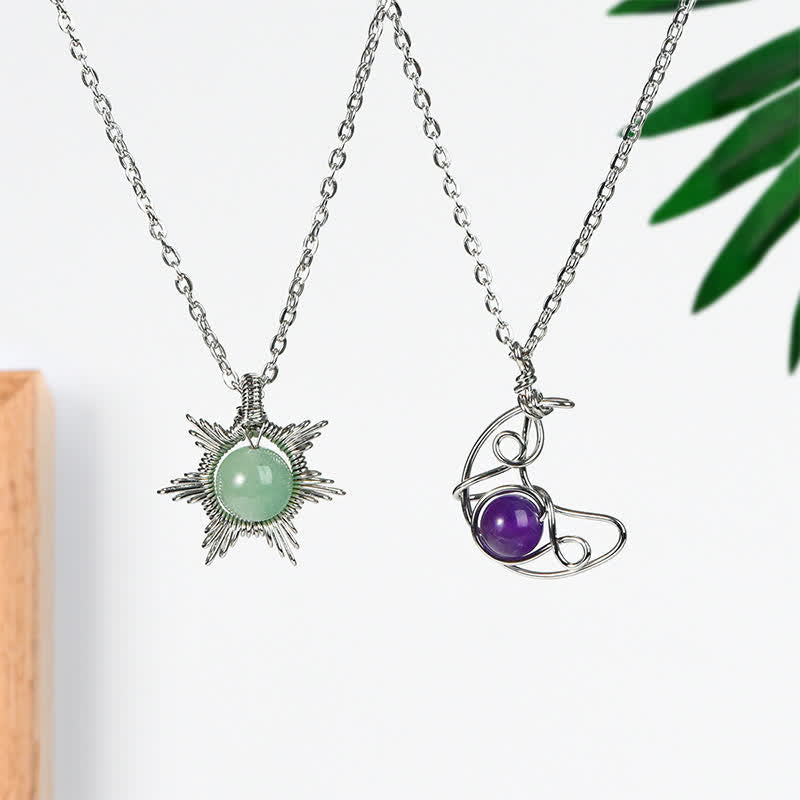 Olivenorma Natural Stone Sun Moon Pendant Necklace - image 0