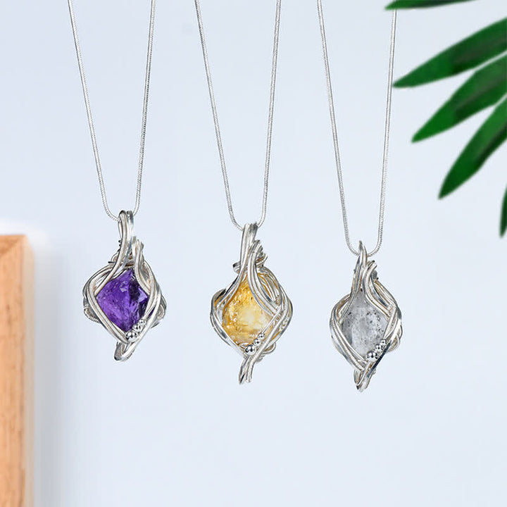 Olivenorma "Energy Generator" Wrapped Natural Crystal Pendant Necklace - image 8