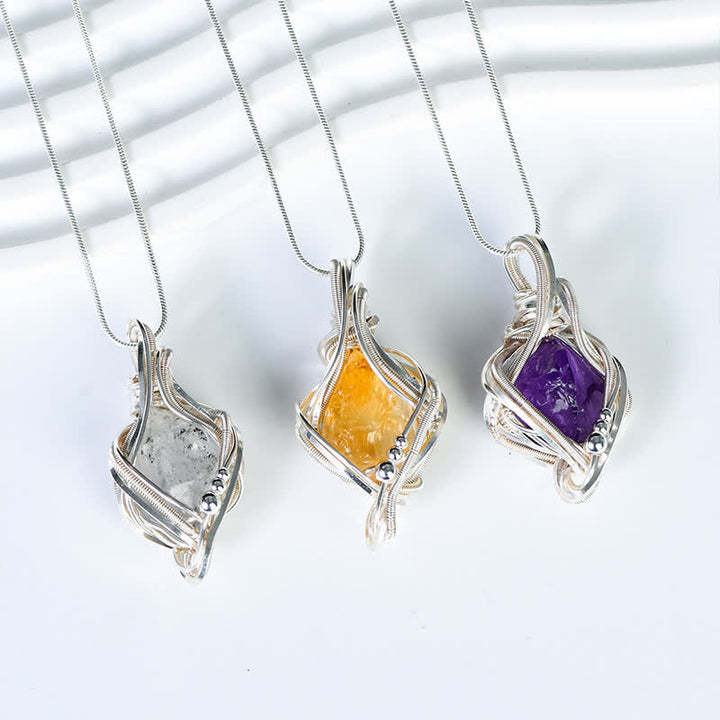Olivenorma "Energy Generator" Wrapped Natural Crystal Pendant Necklace - image 0