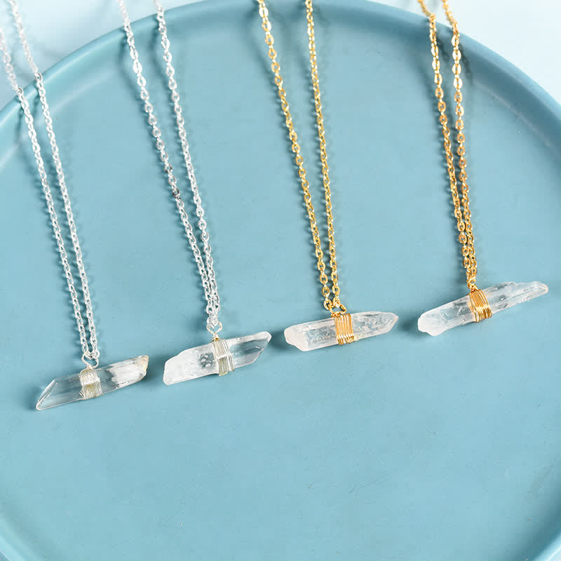 Olivenorma Metal Wrapped Wire Clear Quartz Pendant Necklace - image 4