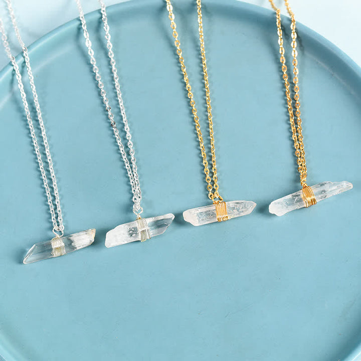 Olivenorma Metal Wrapped Wire Clear Quartz Pendant Necklace - image 4