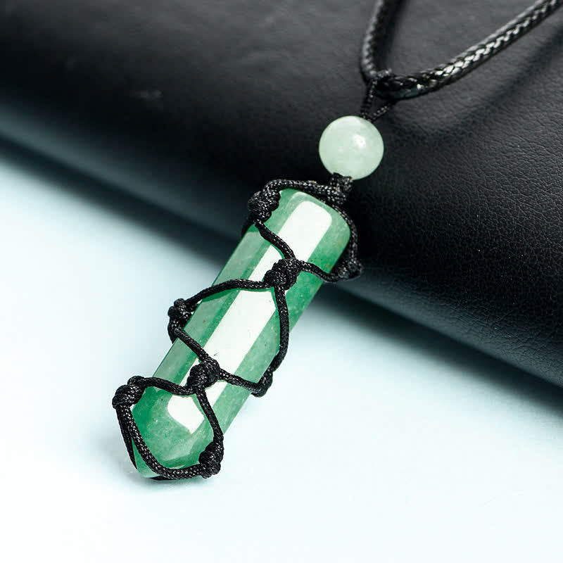 Olivenorma Crystal Column Woven Net Bag Knot Pendant Necklace - image 4