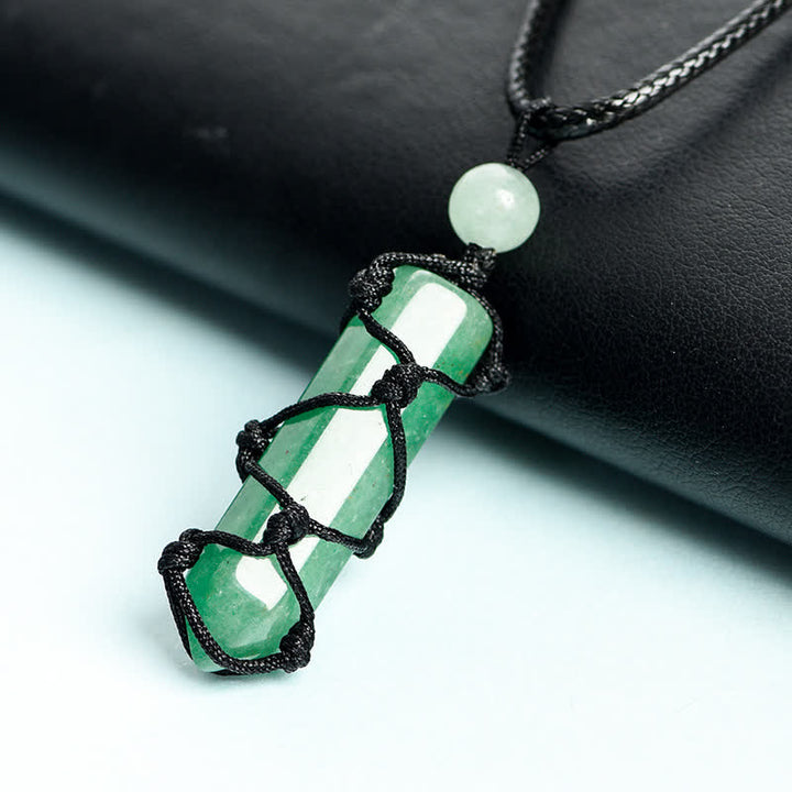 Olivenorma Crystal Column Woven Net Bag Knot Pendant Necklace - image 4