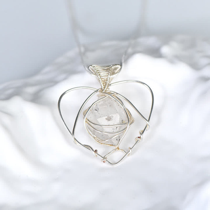 Olivenorma Herkimer Diamond Handwound Silver Wire Heart Pendant Necklace - Herkimer Diamond - image 0