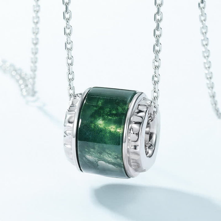 Olivenorma Natural Moss Agate Roller Shape Pendant Necklace - image 4
