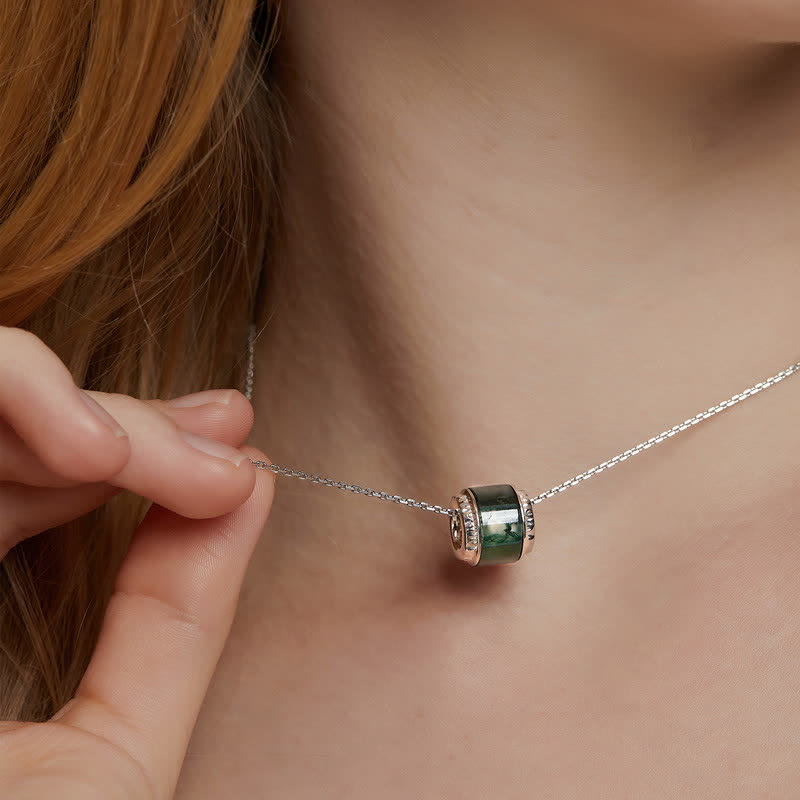 Olivenorma Natural Moss Agate Roller Shape Pendant Necklace - image 1
