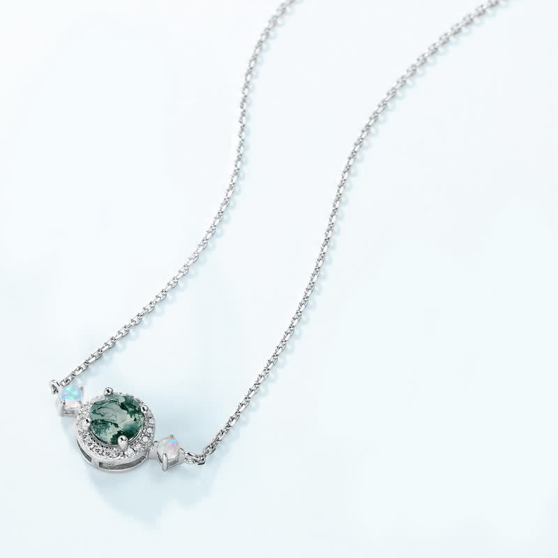 Olivenorma Natural Moss Agate Opal Pendant Necklace - image 3
