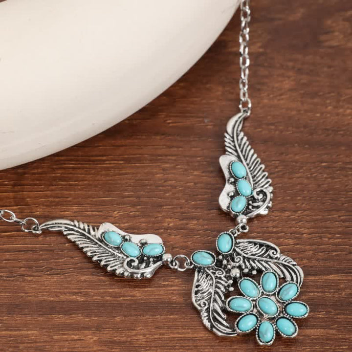 Olivenorma Bohemian Retro Ethnic Style Turquoise Carved Necklace - image 1