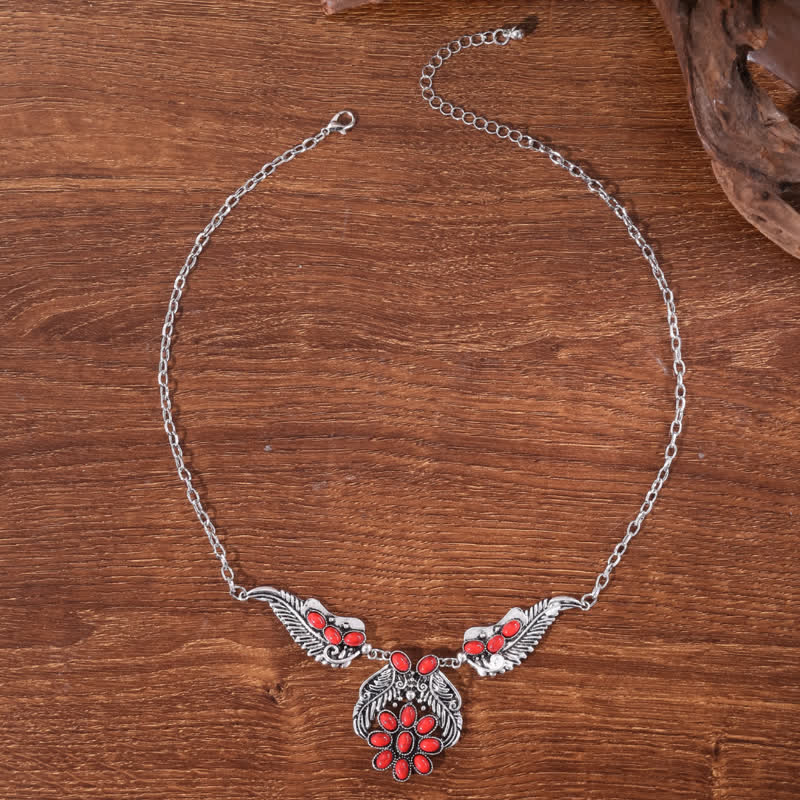 Olivenorma Bohemian Retro Ethnic Style Turquoise Carved Necklace - image 5