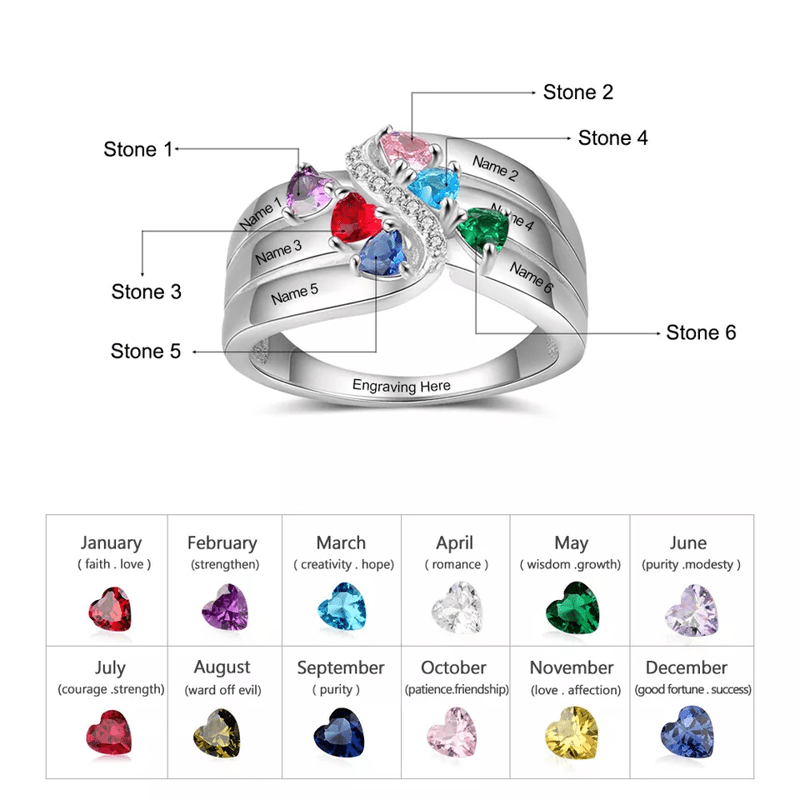 Olivenorma 925 Sterling Silver Birthstone Personalized Name Ring - image 6