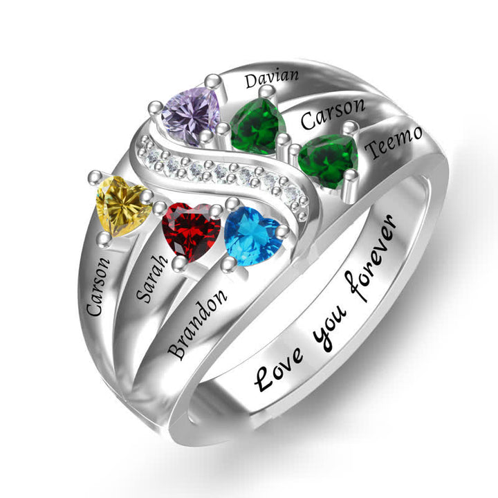 Olivenorma 925 Sterling Silver Birthstone Personalized Name Ring - 6 Birthstones - US 12 - image 0