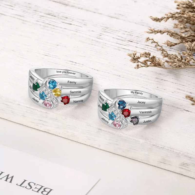 Olivenorma 925 Sterling Silver Birthstone Personalized Name Ring - image 3