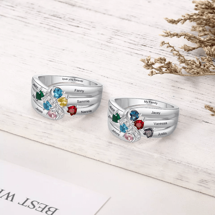 Olivenorma 925 Sterling Silver Birthstone Personalized Name Ring - image 3