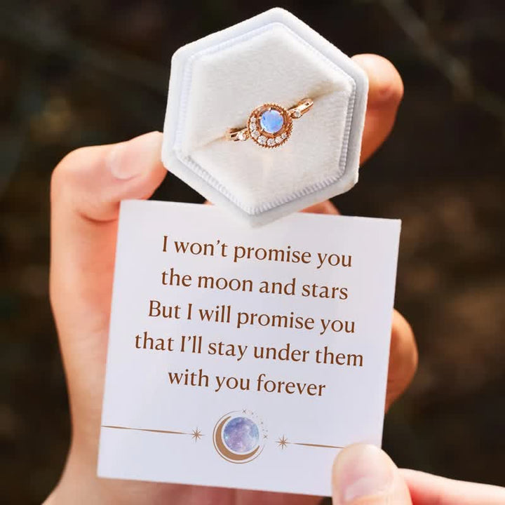 Olivenorma Natural Opal White Zircon Moon Planet Ring - image 4