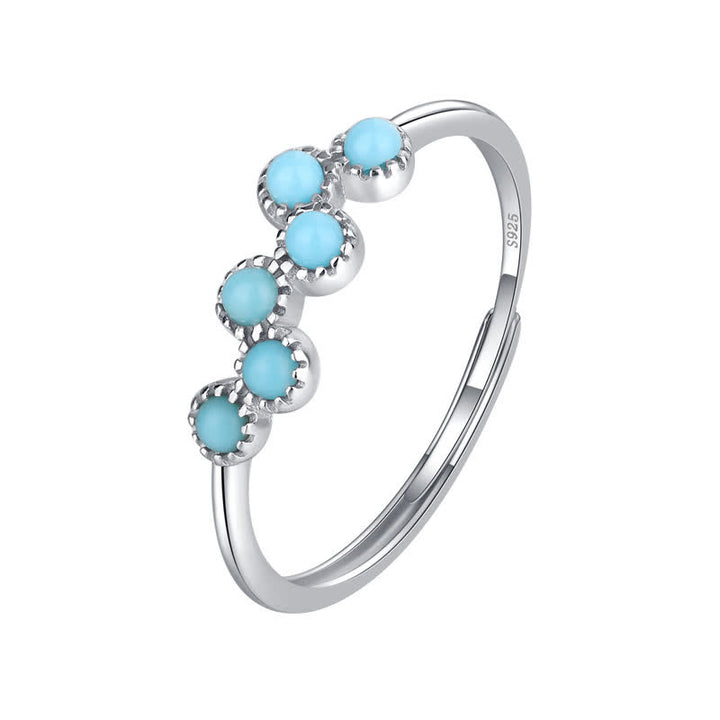 Olivenorma Creative Round Turquoise Four Claw Couple Ring - image 5