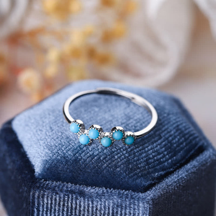 Olivenorma Creative Round Turquoise Four Claw Couple Ring - image 4