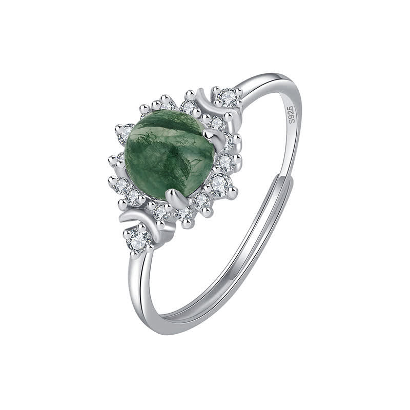 Olivenorma Natural Moss Agate Sunflower Ring - Moss Agate - image 0