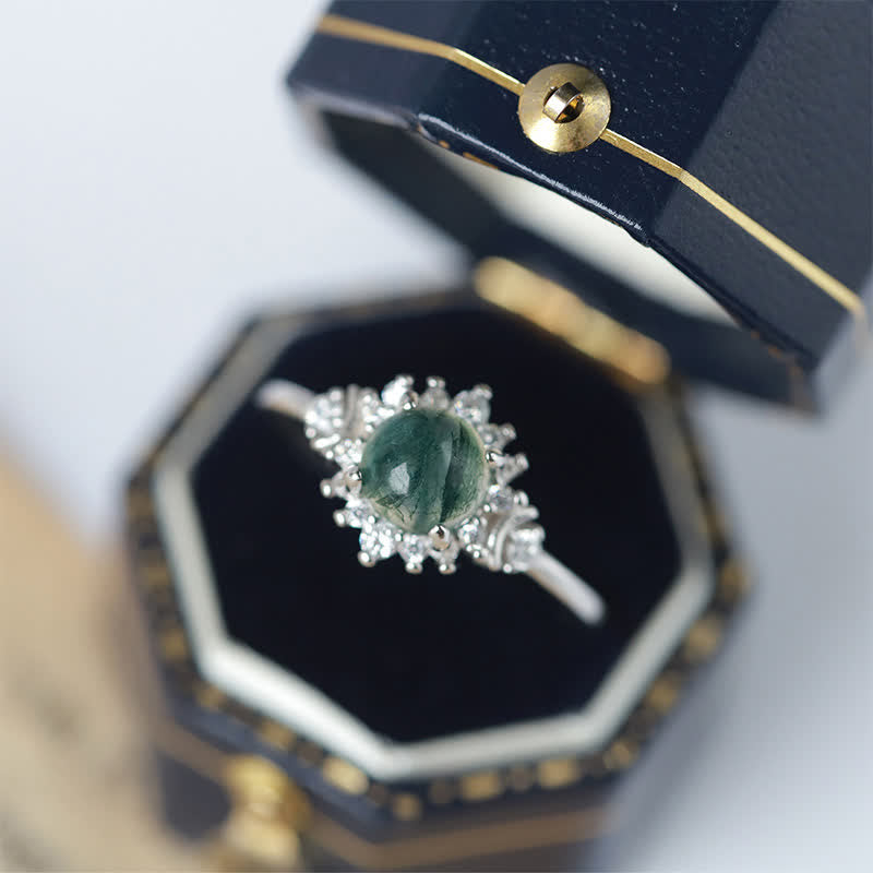 Olivenorma Natural Moss Agate Sunflower Ring - image 3