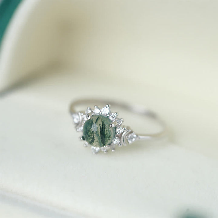 Olivenorma Natural Moss Agate Sunflower Ring - image 5