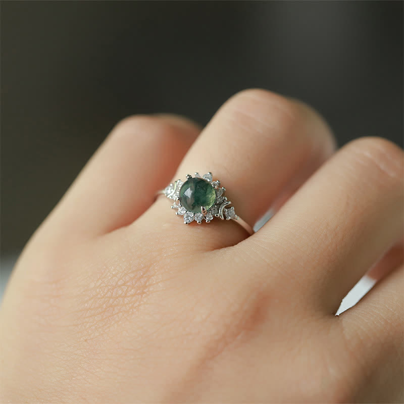 Olivenorma Natural Moss Agate Sunflower Ring - image 2