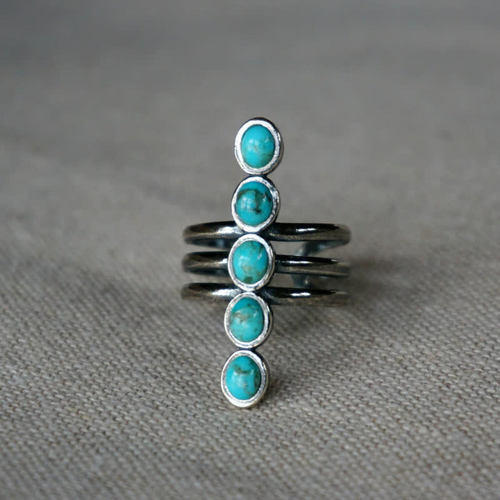 Olivenorma Bohemia Turquoise Stripe Alloy Ring - Turquoise - image 0