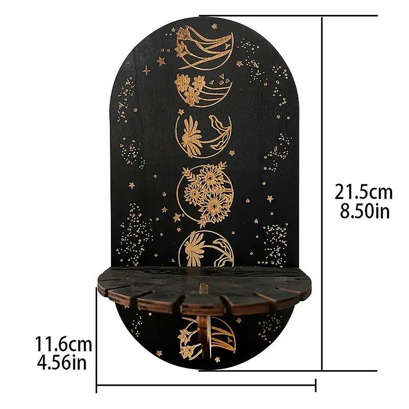Olivenorma Moon Phase Engraved Wood Hanging Crystal Shelf - image 5